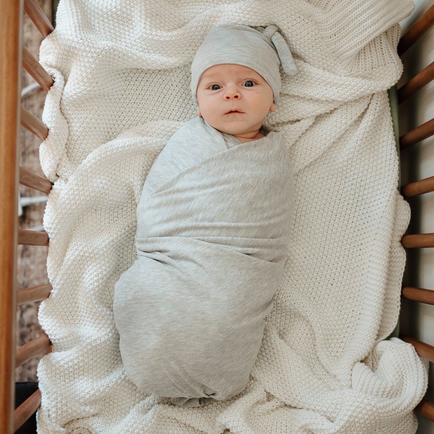 Heather Gray Small Ribbed Swaddle Set