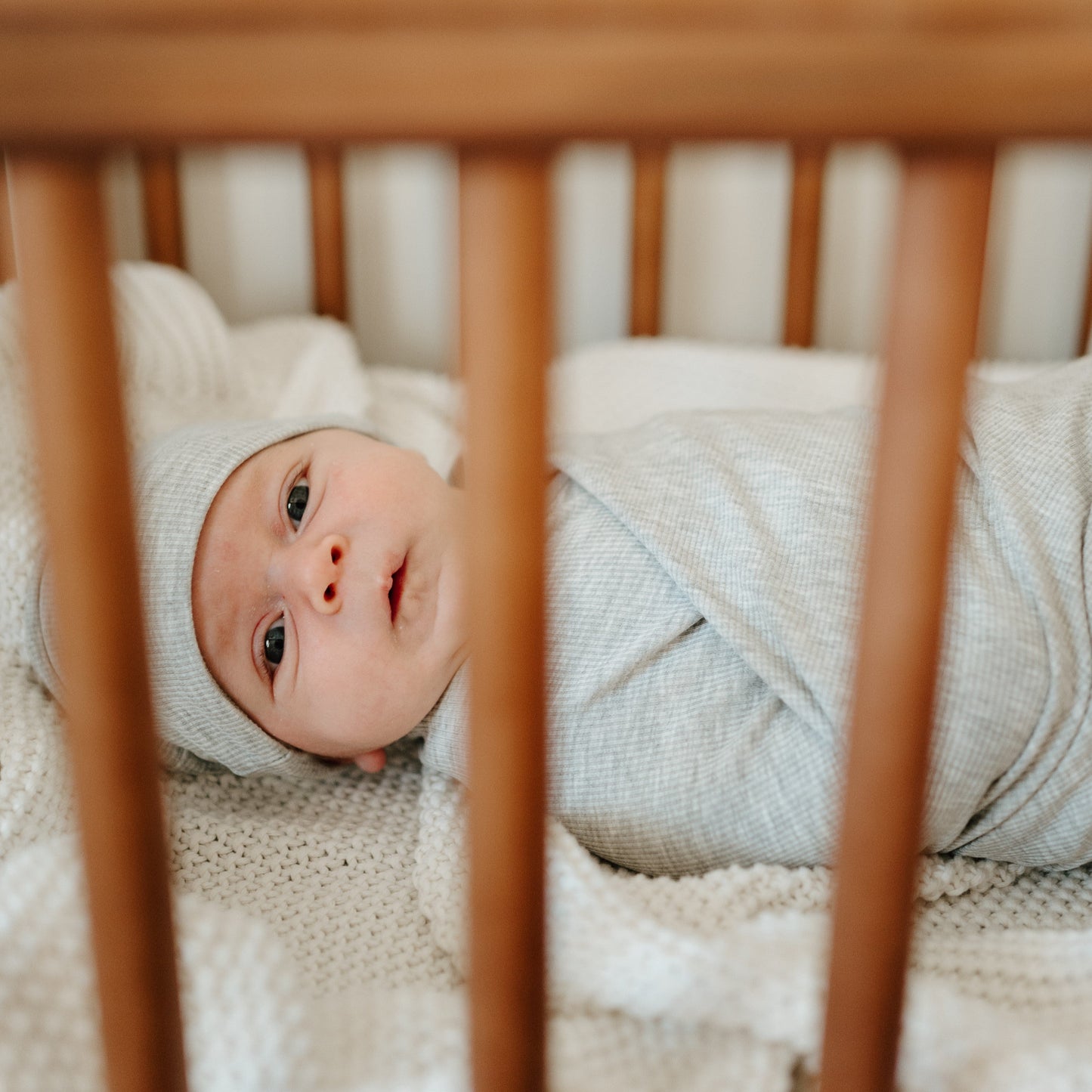 Heather Gray Small Ribbed Swaddle Set