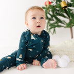 Snowmen Small Ribbed Zip Romper