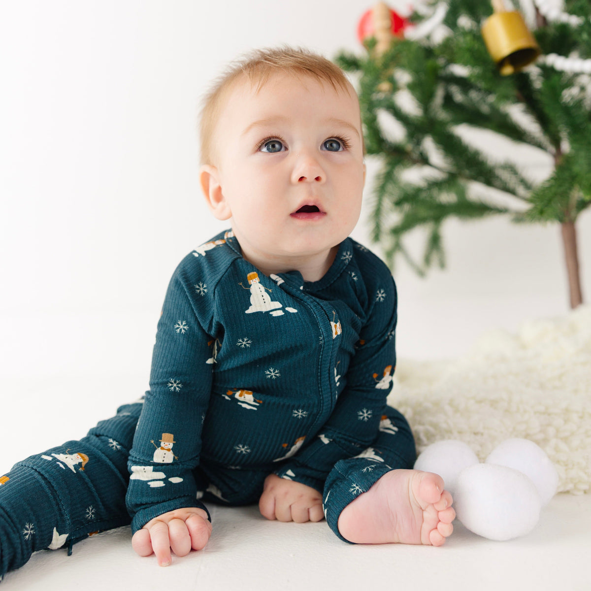 Snowmen Small Ribbed Zip Romper