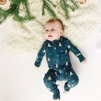 Snowmen Small Ribbed Zip Romper