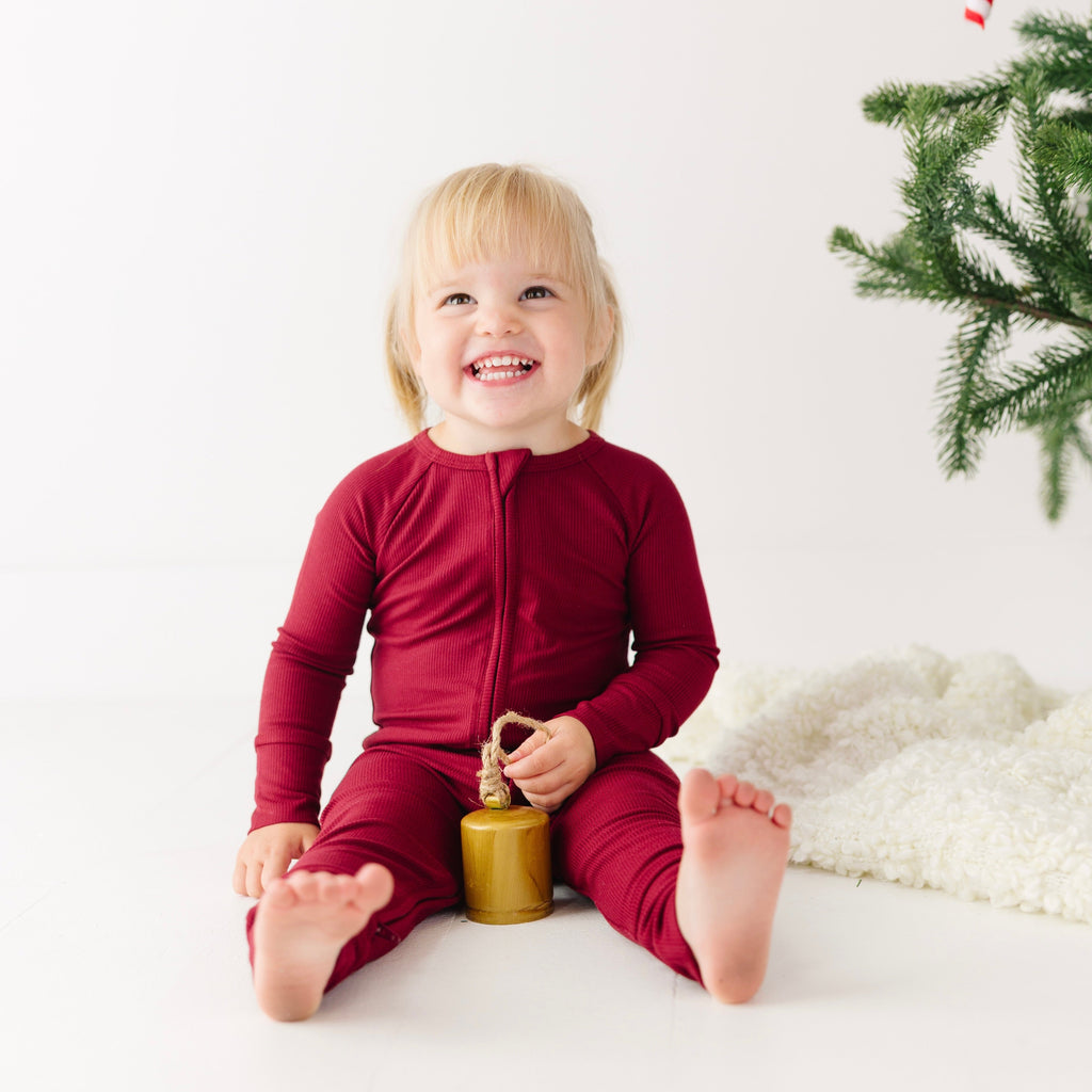 Maroon Small Ribbed Zip Romper