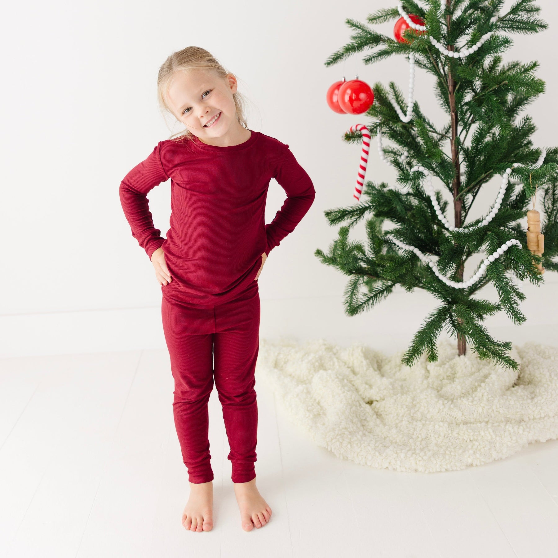 Maroon Small Ribbed Two-Piece Set