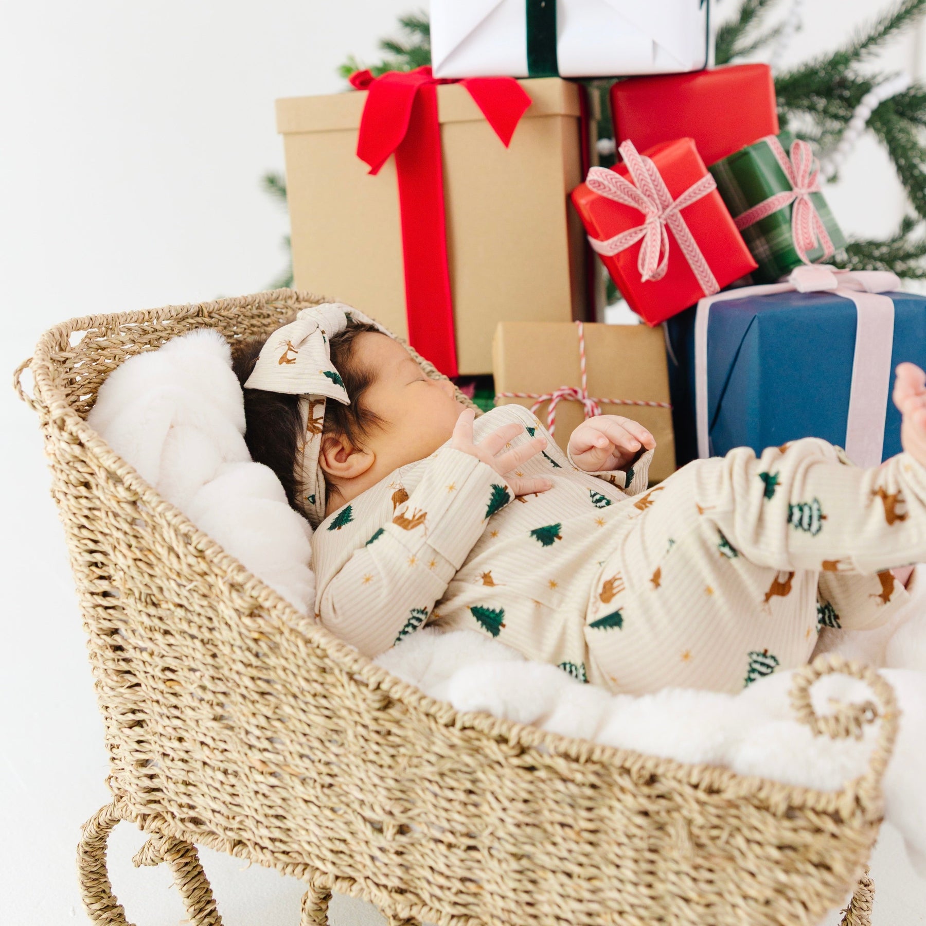 Reindeer Forest Small Ribbed Zip Romper