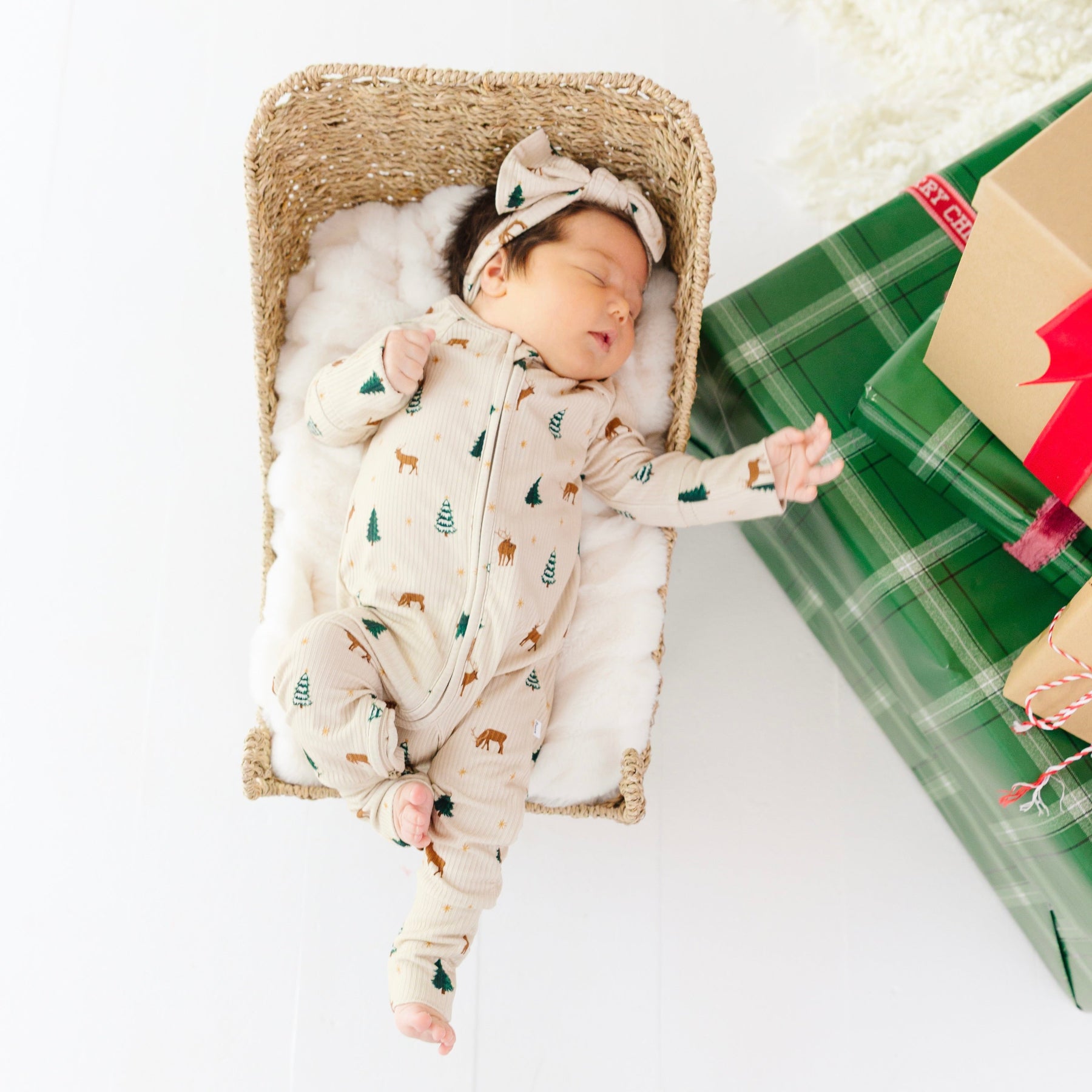 Reindeer Forest Small Ribbed Zip Romper