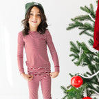 Red Stripe Small Ribbed Two-Piece Set