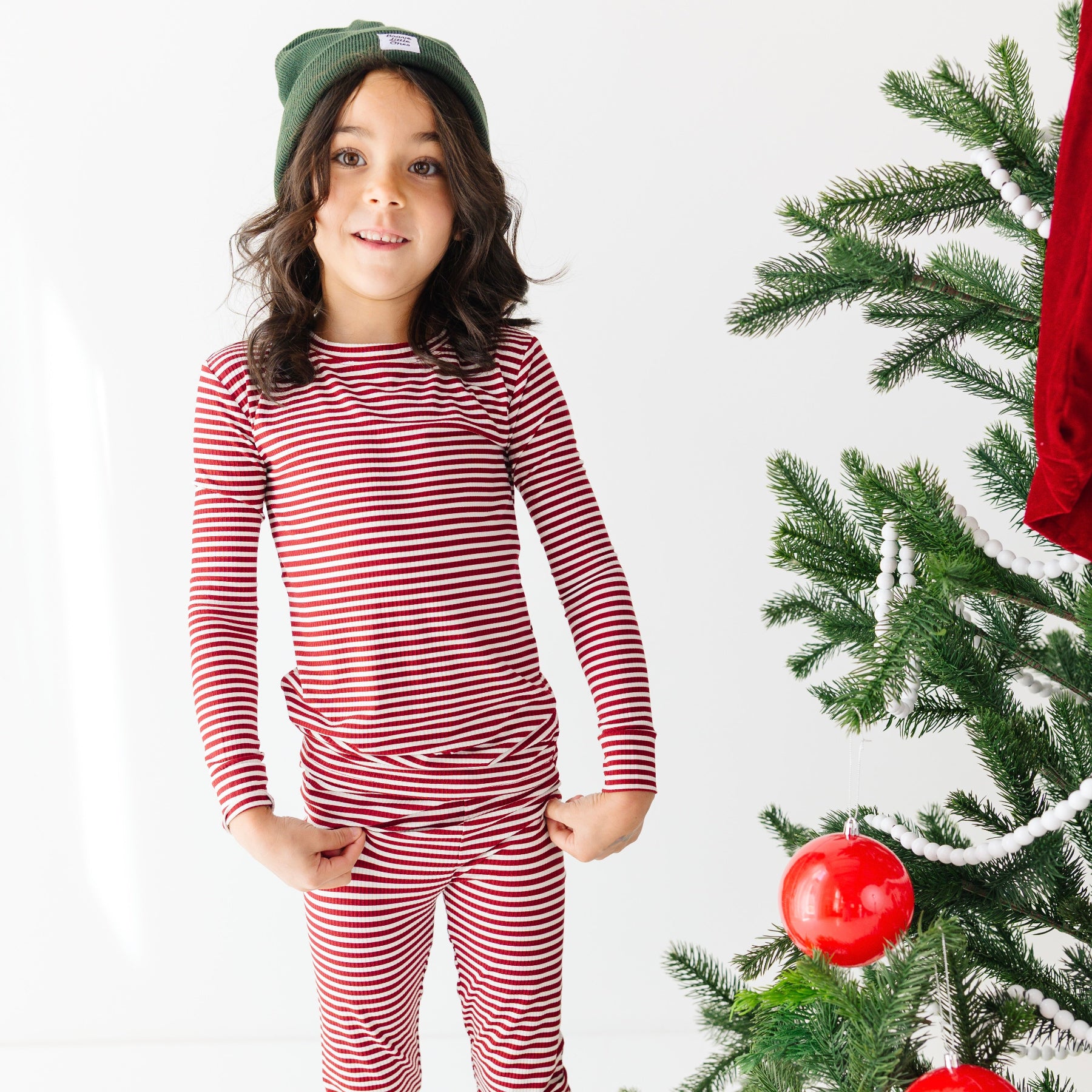 Red Stripe Small Ribbed Two-Piece Set