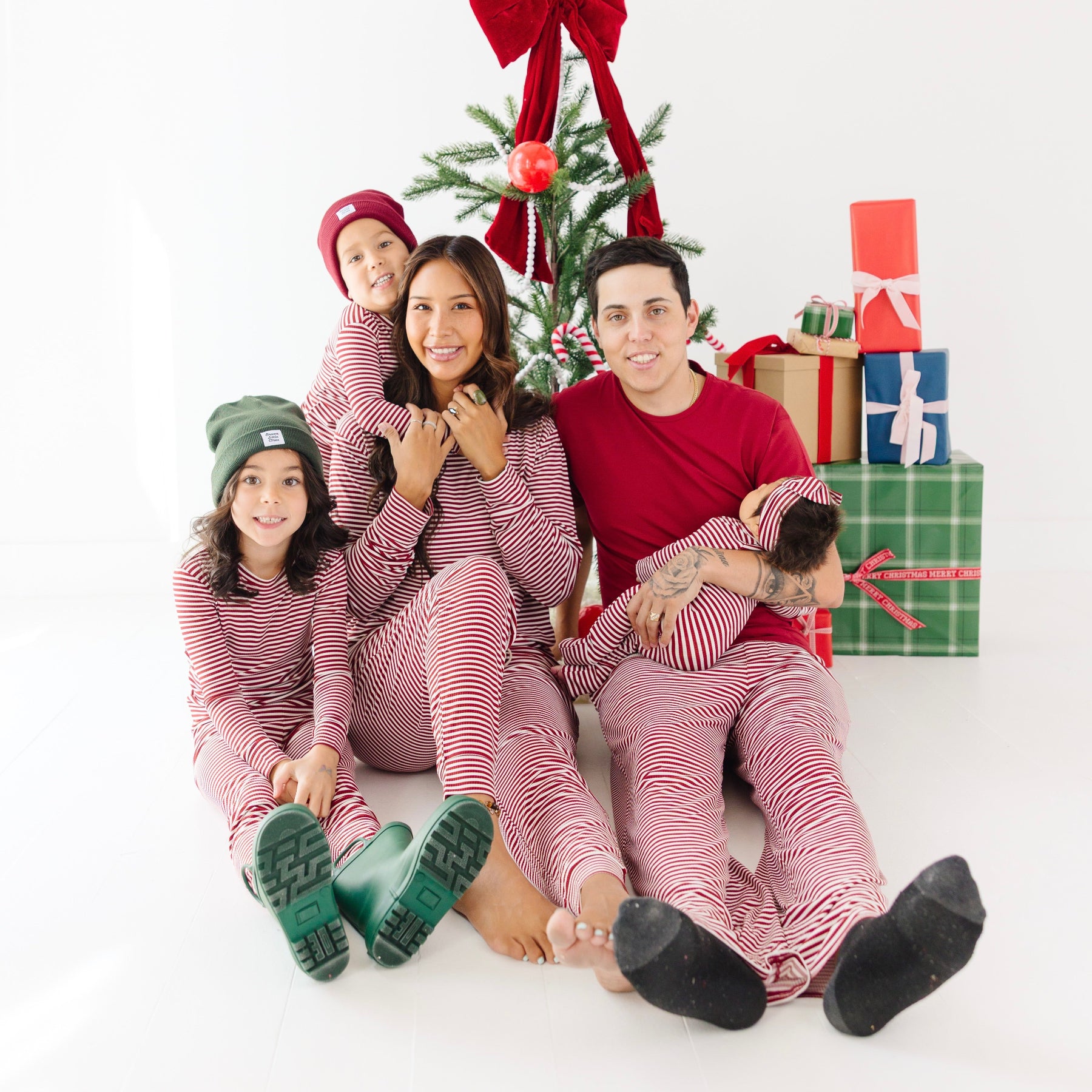 Red Stripe Small Ribbed Two-Piece Set