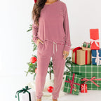 Red Stripe Small Ribbed Women's Long Sleeve Top