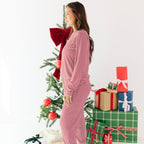 Red Stripe Small Ribbed Women's Long Sleeve Top