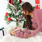 Red Stripe Small Ribbed Women's Long Sleeve Top