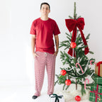 Red Stripe Small Ribbed Men's Pants