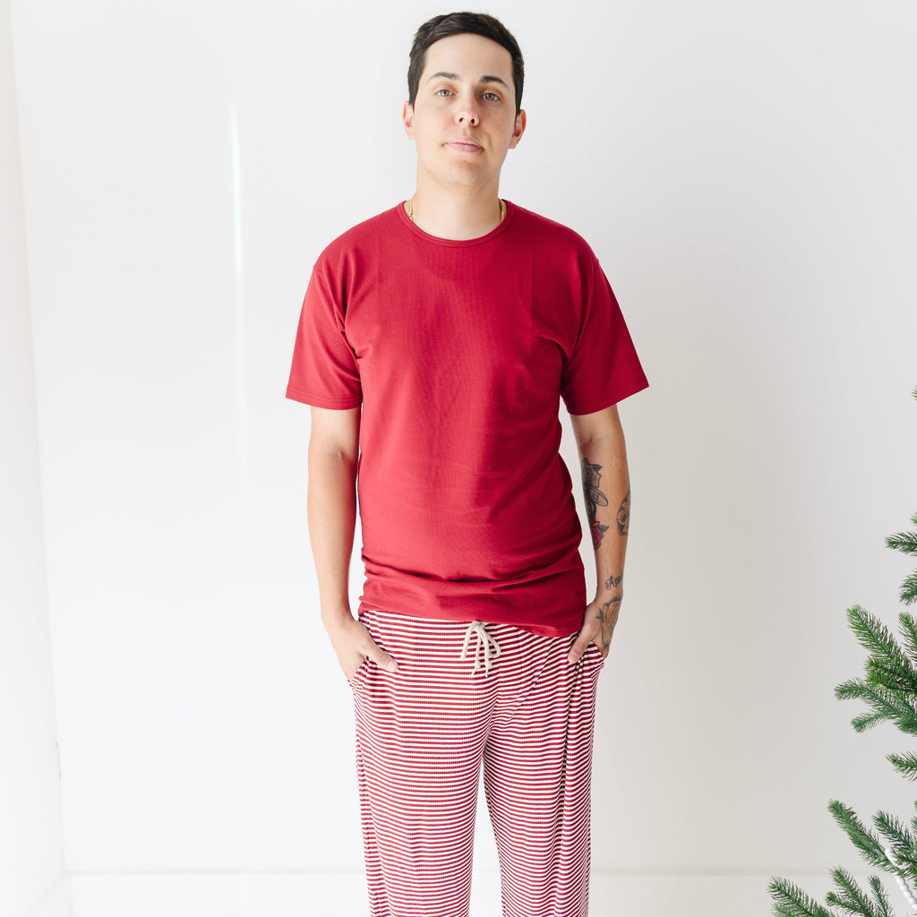 Red Stripe Small Ribbed Men's Pants