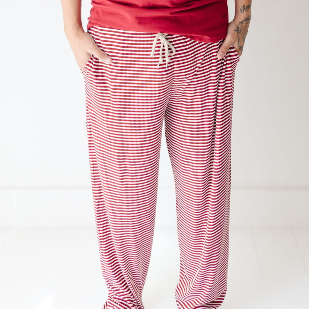 Red Stripe Small Ribbed Men's Pants