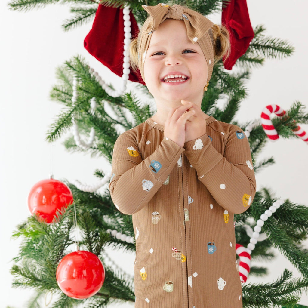 Hot Cocoa Small Ribbed Zip Romper