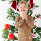 Hot Cocoa Small Ribbed Zip Romper