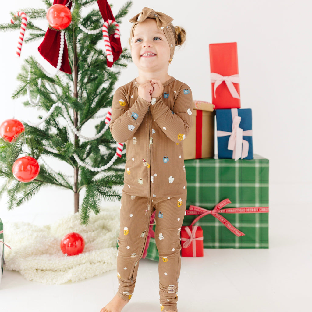 Hot Cocoa Small Ribbed Zip Romper