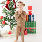 Hot Cocoa Small Ribbed Zip Romper