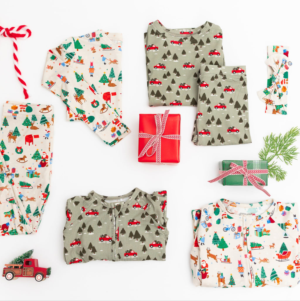 Red Christmas Trucks Small Ribbed Two-Piece Set