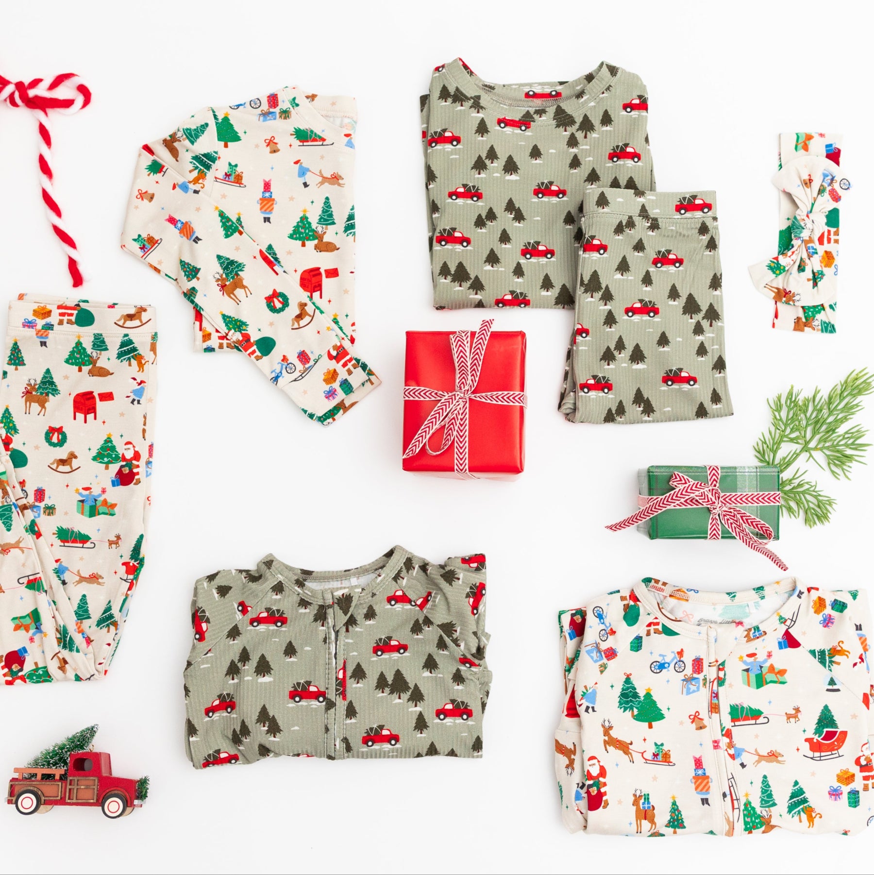 Red Christmas Trucks Small Ribbed Two-Piece Set