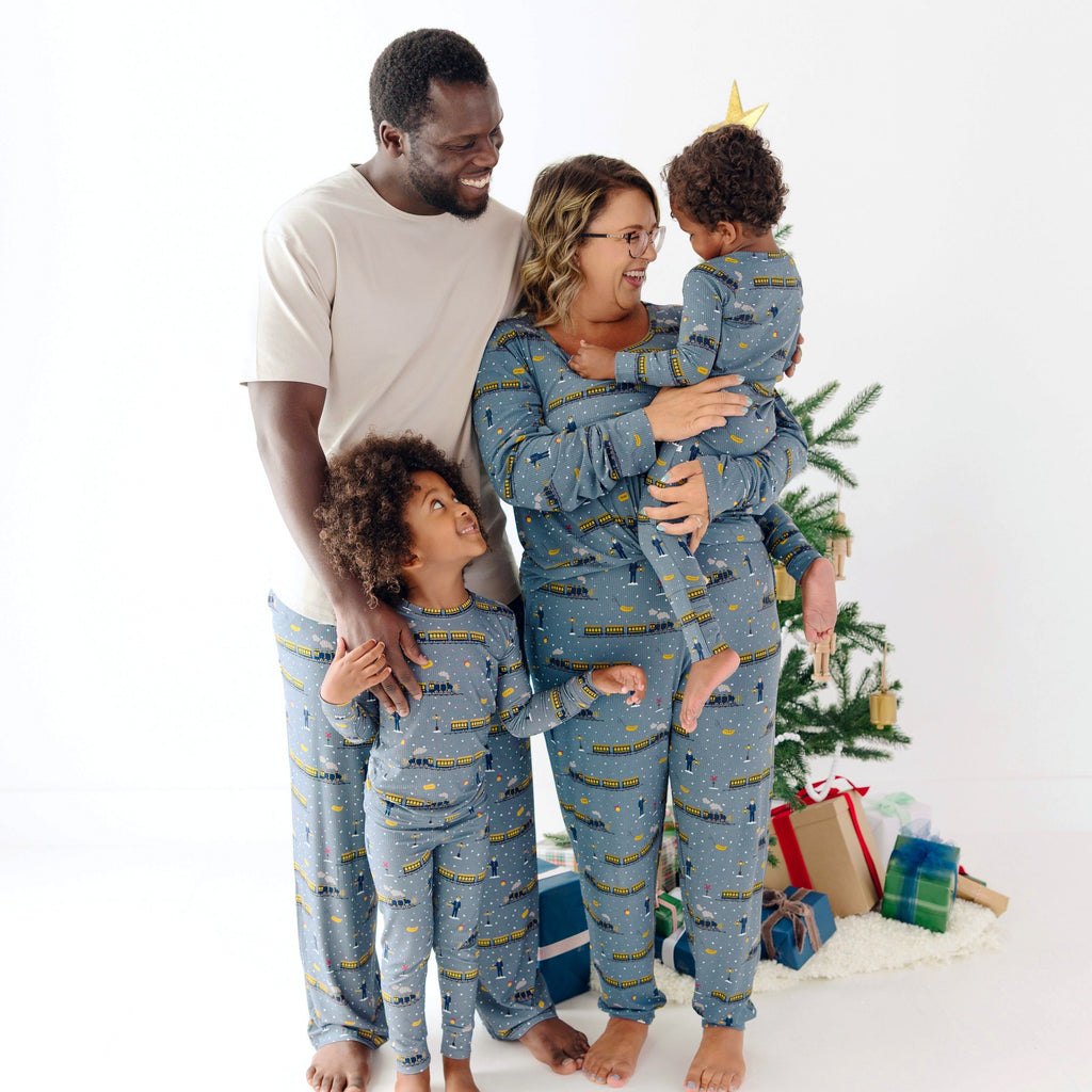 Christmas Trains Small Ribbed Women's Matching Set