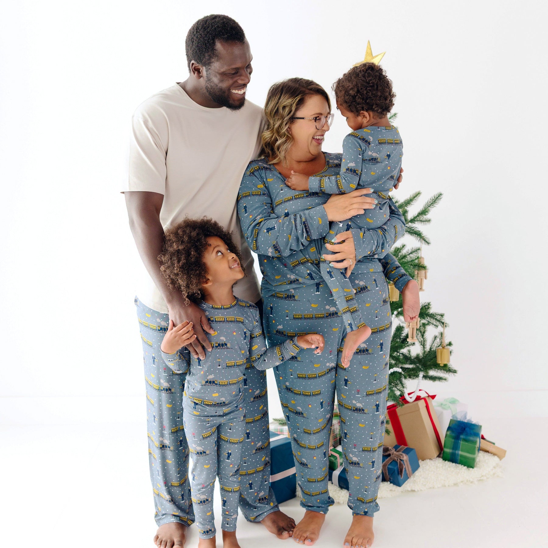 Christmas Trains Small Ribbed Women's Matching Set