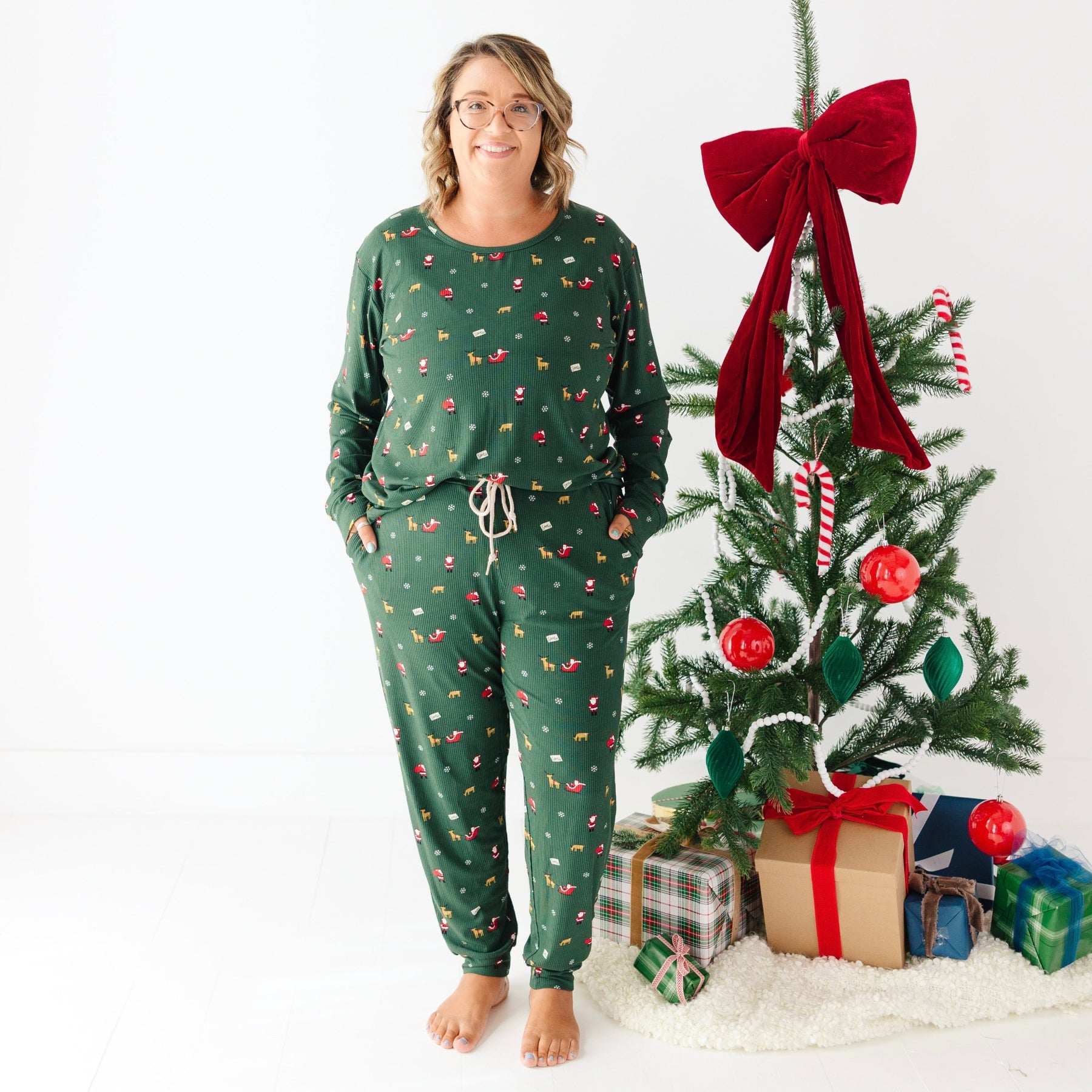 Santa Small Ribbed Women's Matching Set