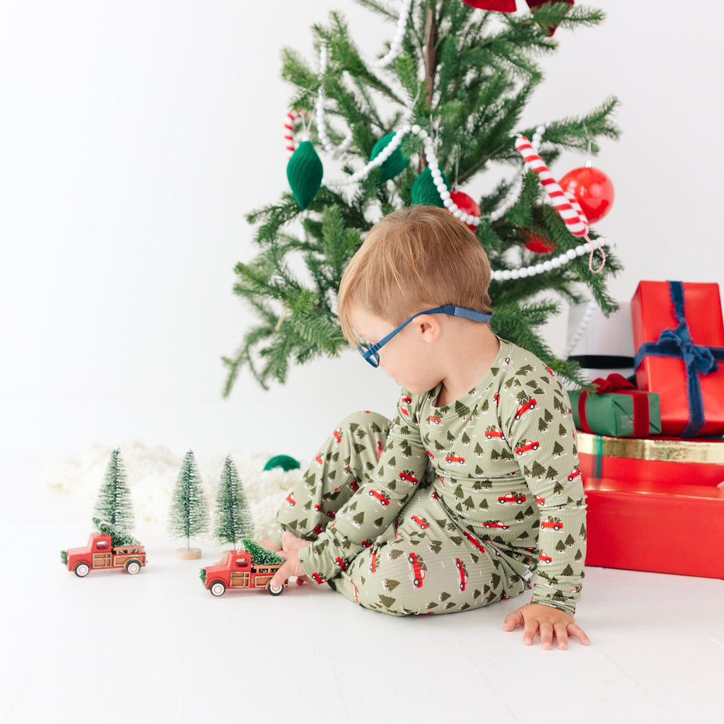 Red Christmas Trucks Small Ribbed Two-Piece Set