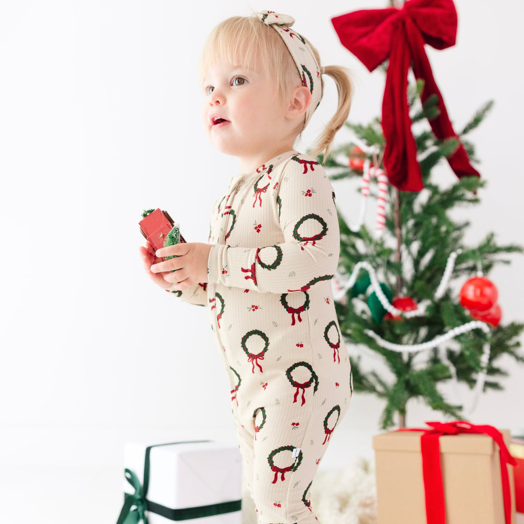 Christmas Wreaths Small Ribbed Bow