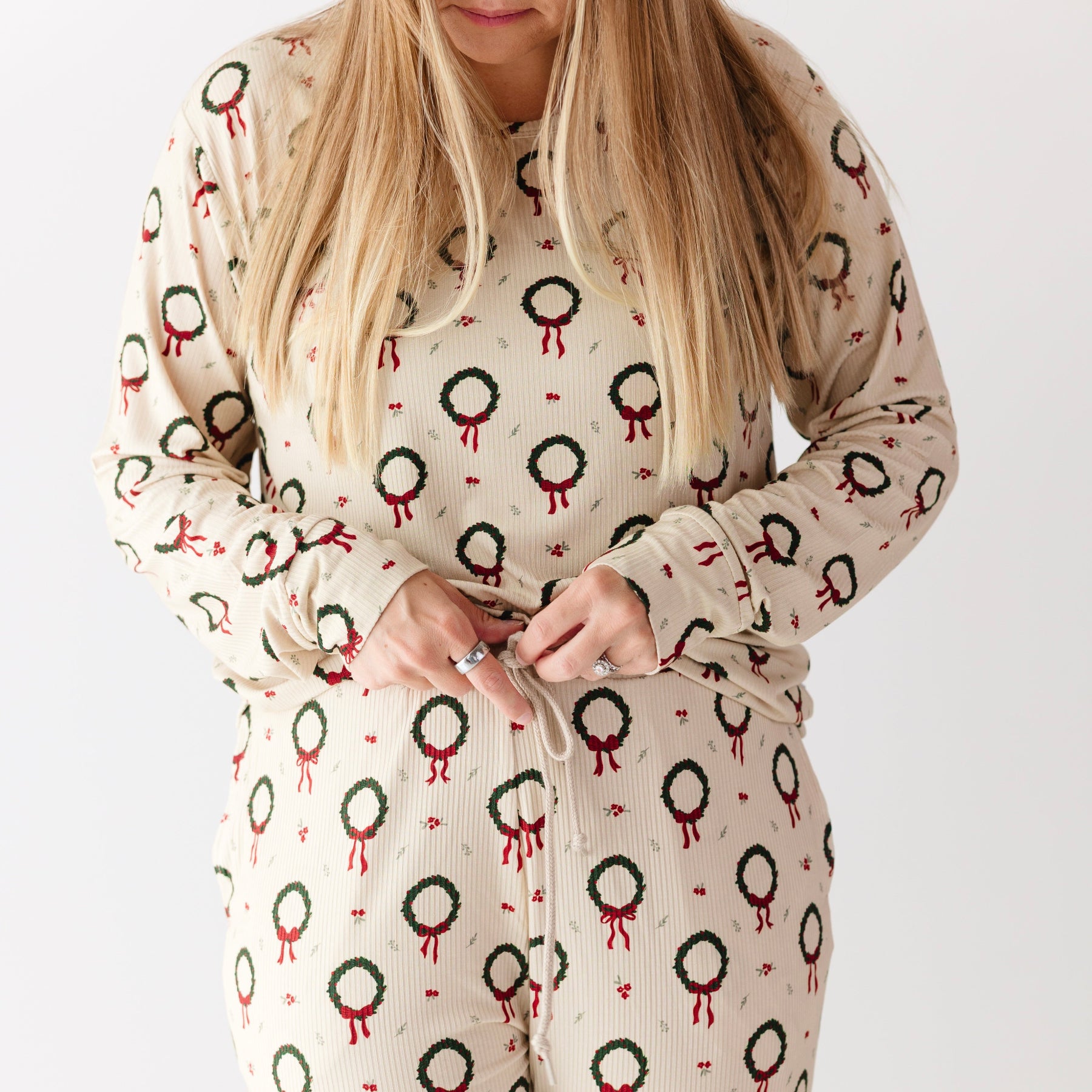 Christmas Wreaths Small Ribbed Women's Long Sleeve Top