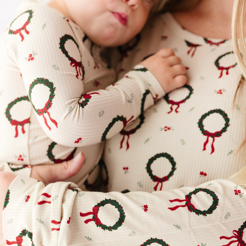 Christmas Wreaths Small Ribbed Women's Matching Set
