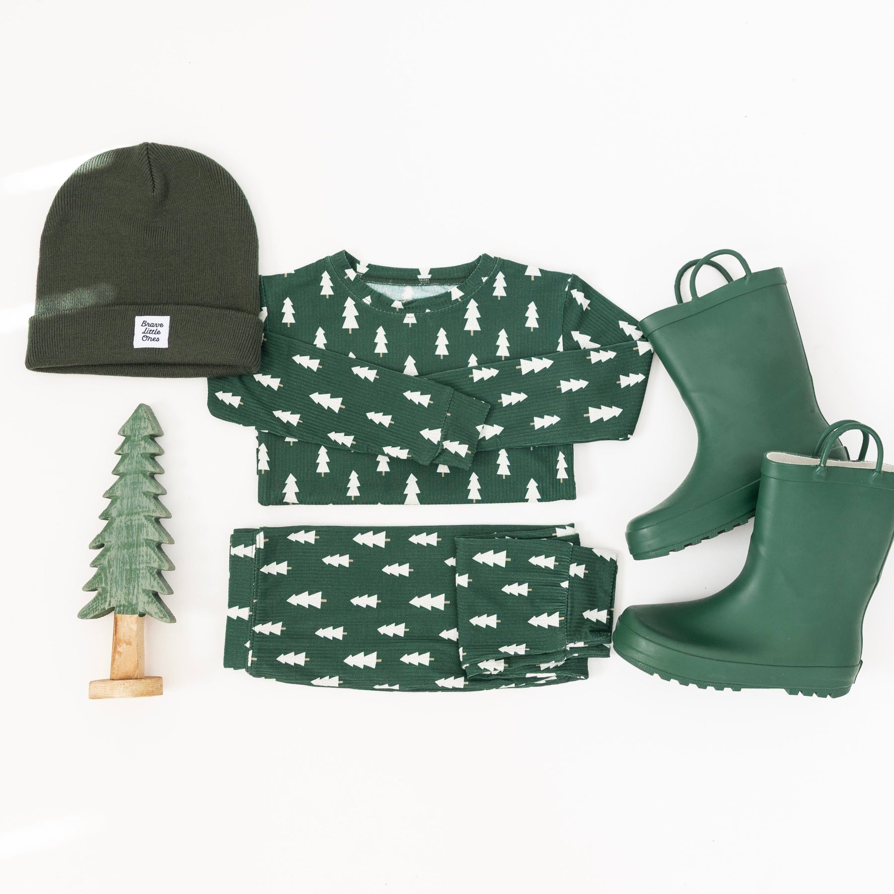 Christmas Trees Small Ribbed Two-Piece Set