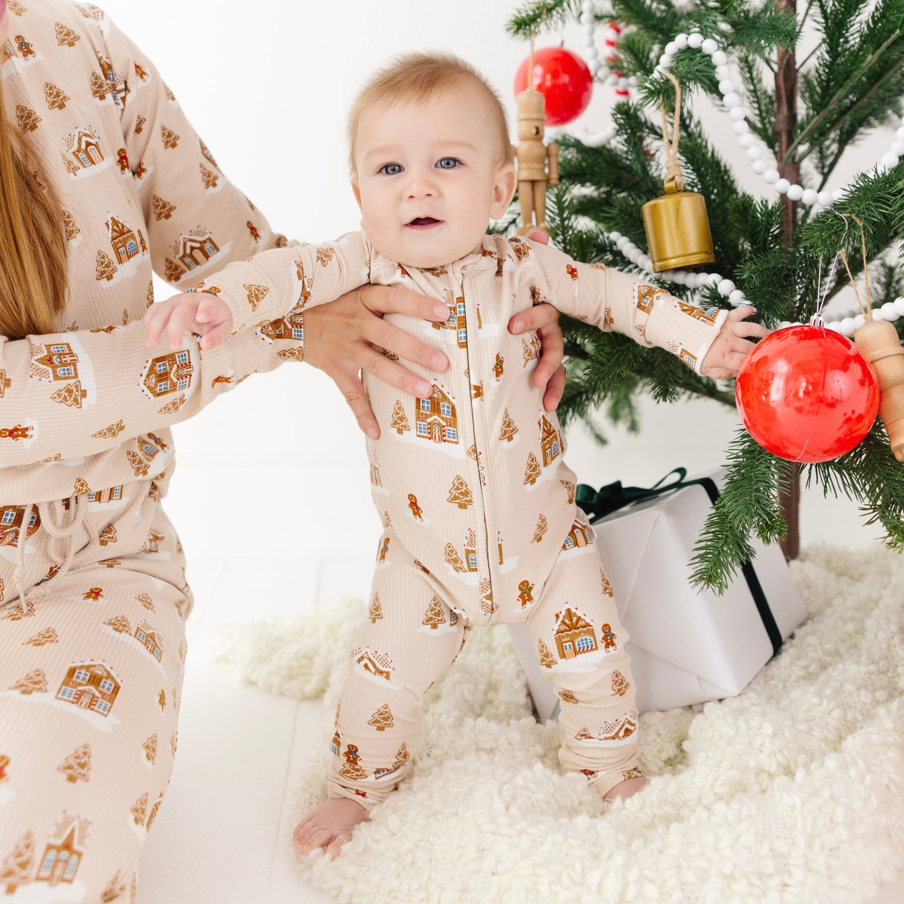 Gingerbread Small Ribbed Zip Romper