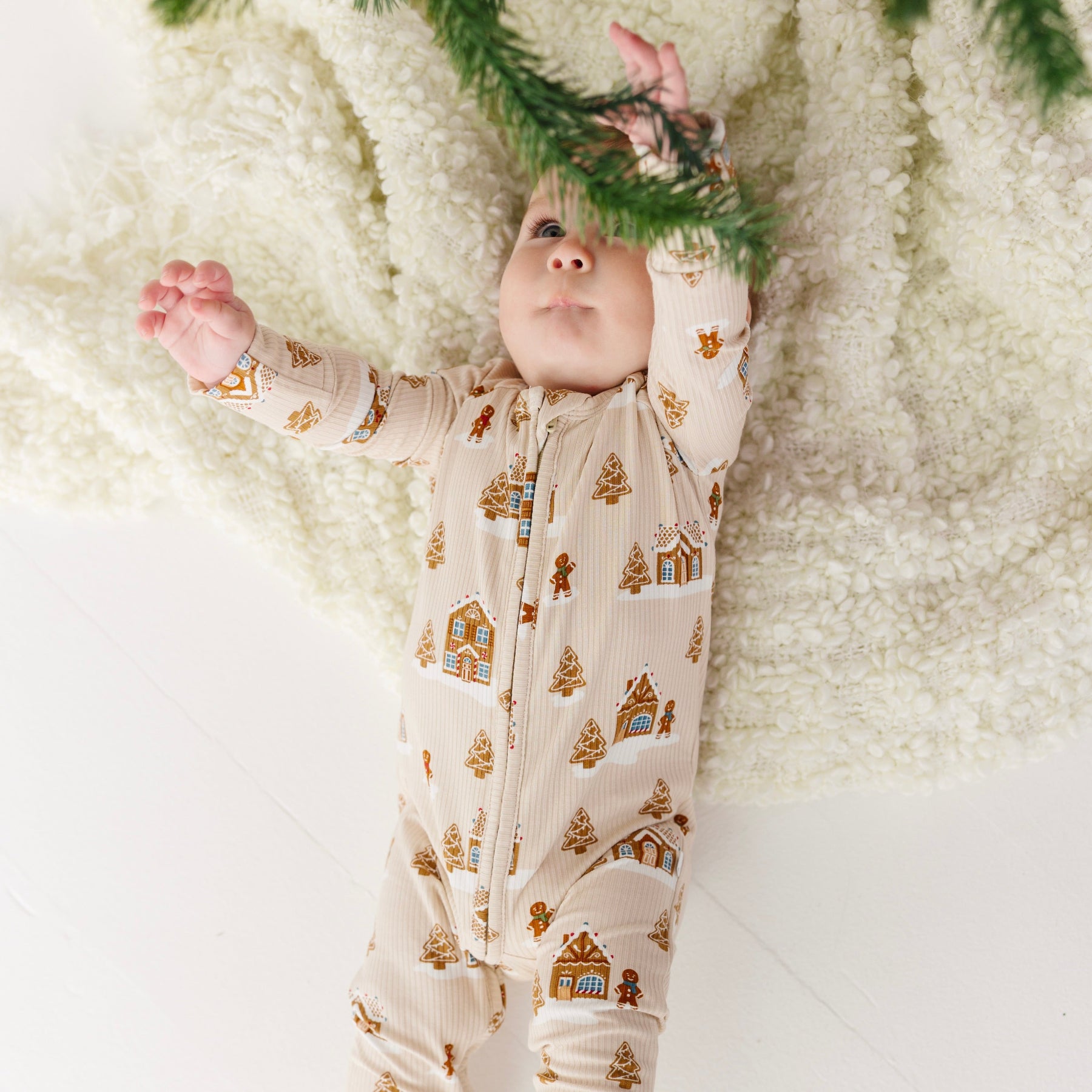 Gingerbread Small Ribbed Zip Romper