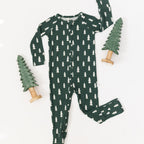Christmas Trees Small Ribbed Zip Romper