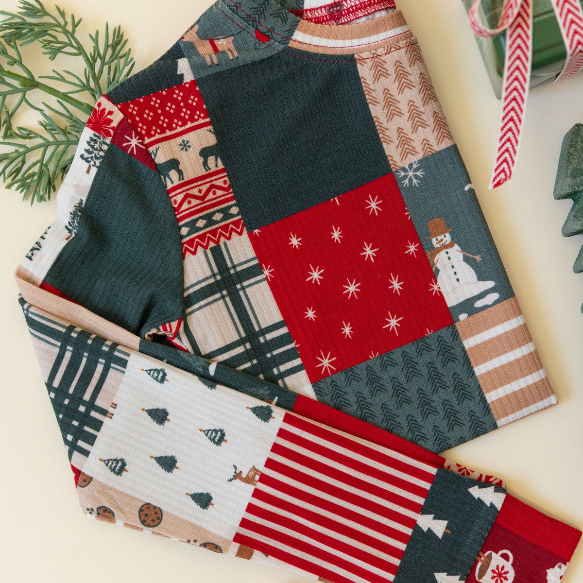 Patchwork Small Ribbed Two-Piece Set