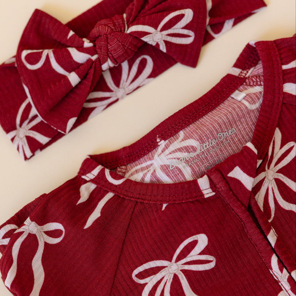 Coquette Bows Red Small Ribbed Bow