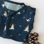 Snowmen Small Ribbed Zip Romper