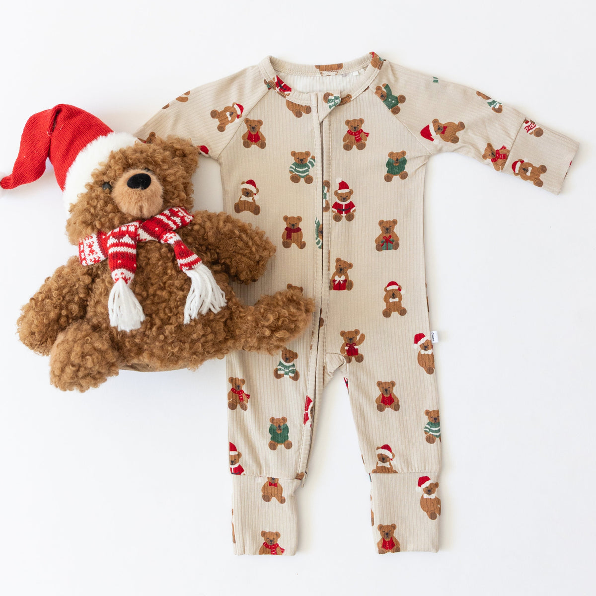 Teddy Bear Small Ribbed Zip Romper