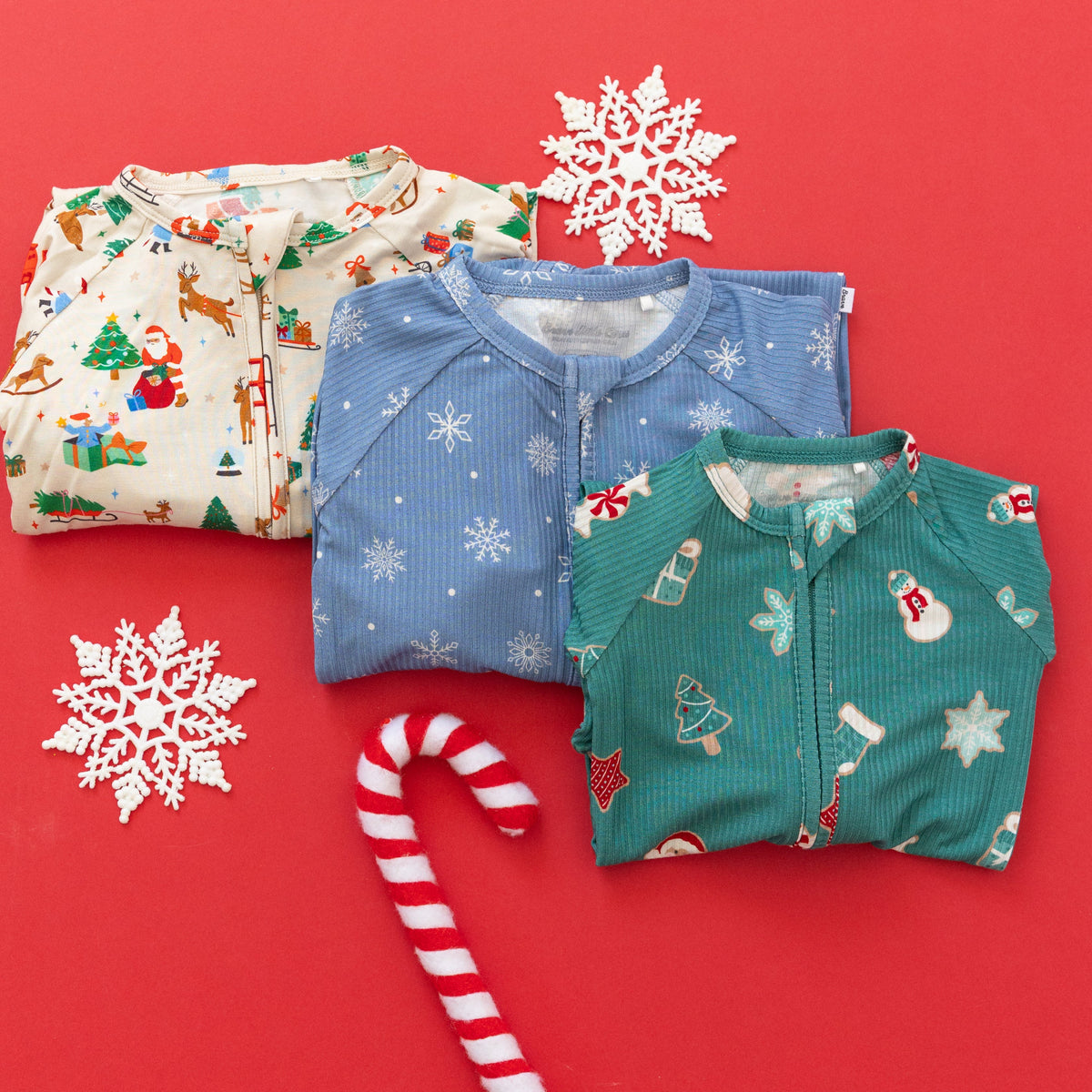 Snowflakes Small Ribbed Zip Romper