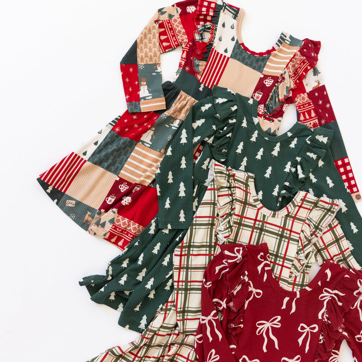 Patchwork Small Ribbed Ruffle Long Sleeve Dress