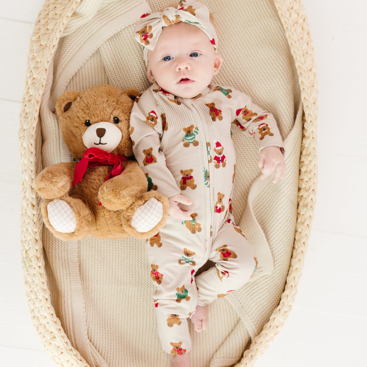 Teddy Bear Small Ribbed Zip Romper