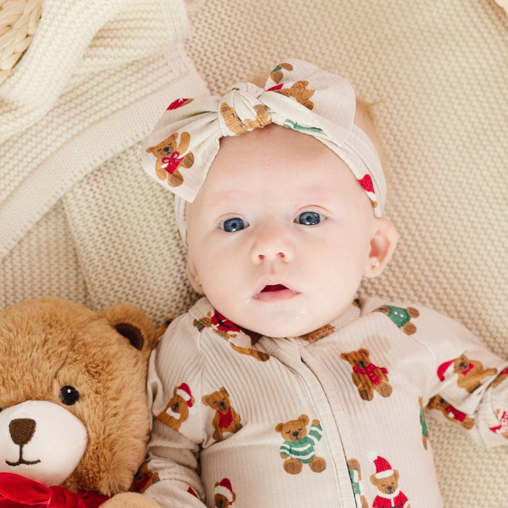 Teddy Bear Small Ribbed Bow