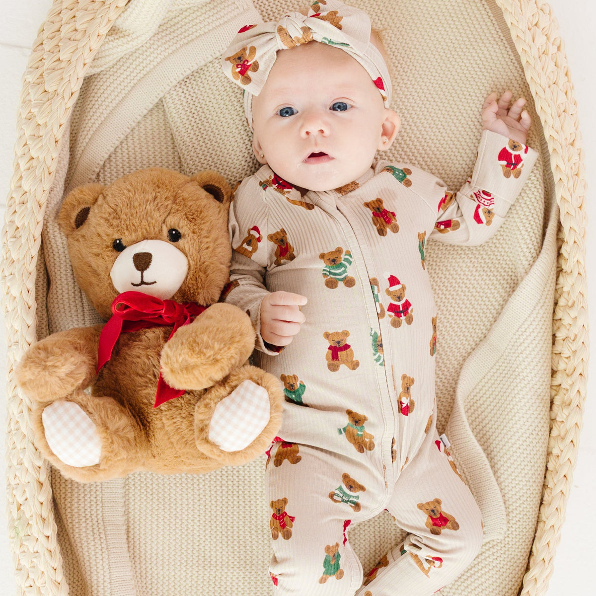 Teddy Bear Small Ribbed Bow