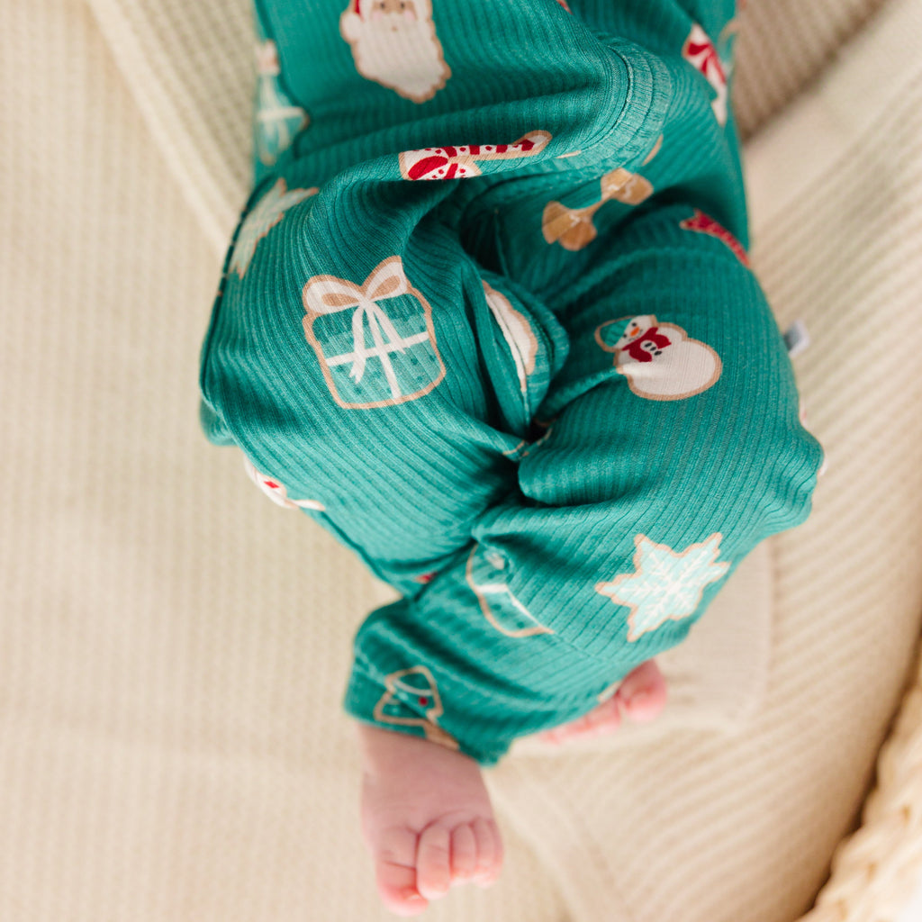 Sugar Cookies Frosted Teal Small Ribbed Zip Romper
