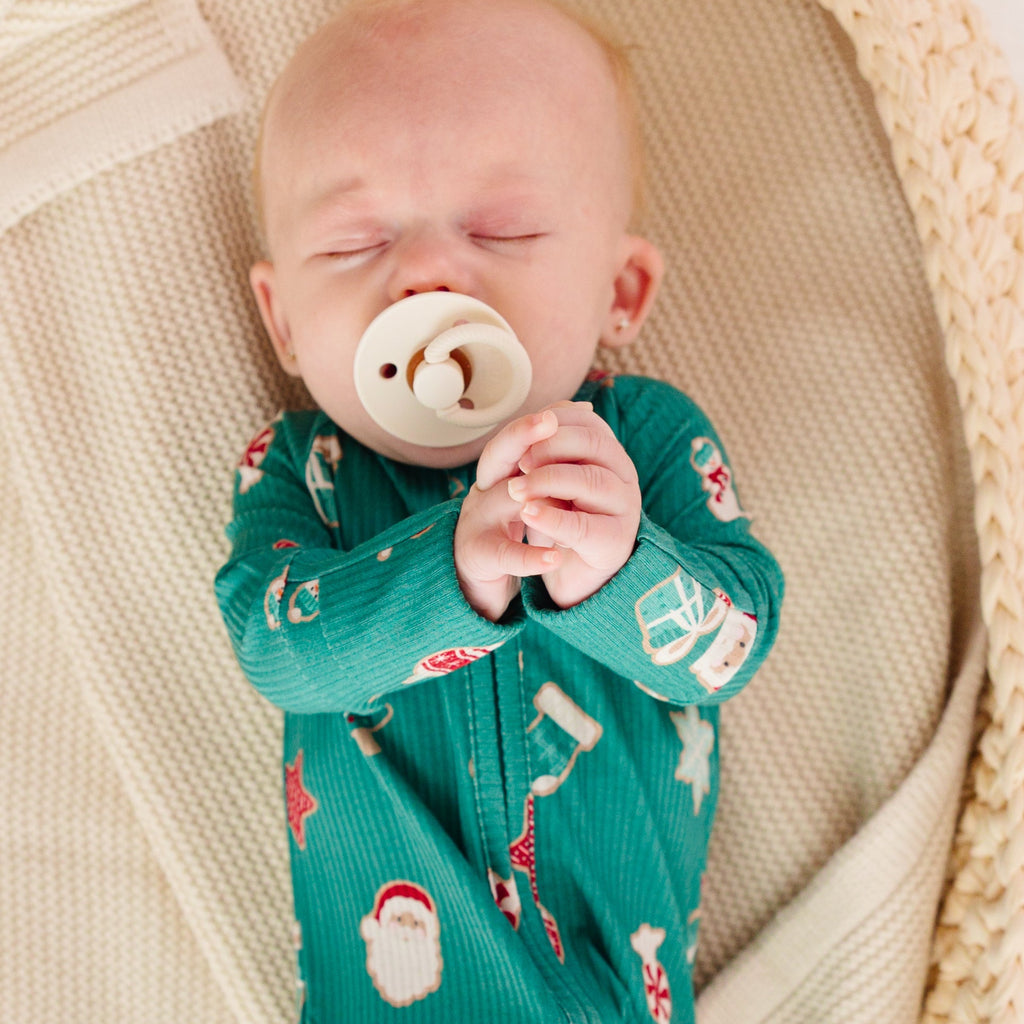 Sugar Cookies Frosted Teal Small Ribbed Zip Romper