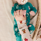 Sugar Cookies Frosted Teal Small Ribbed Zip Romper