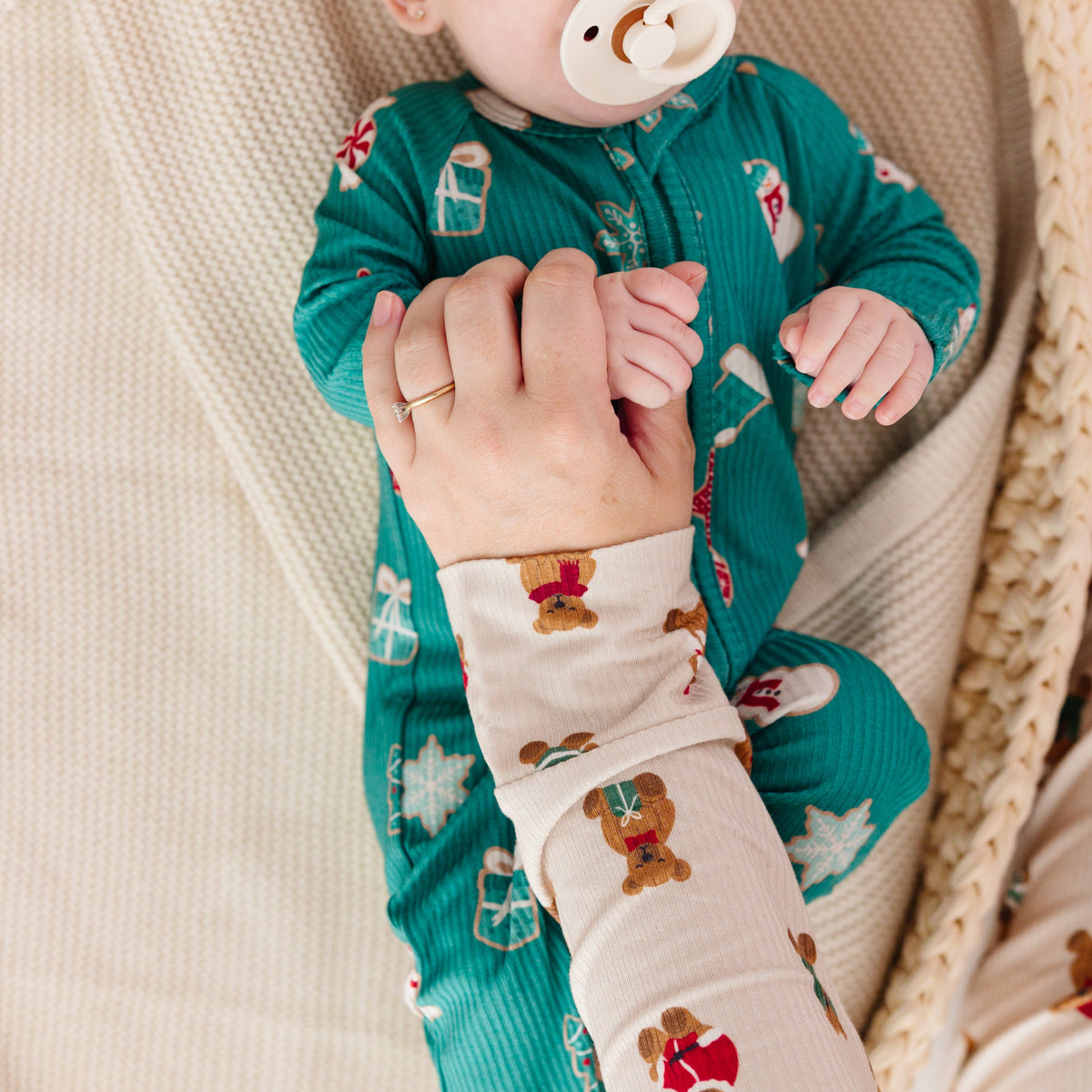 Sugar Cookies Frosted Teal Small Ribbed Zip Romper