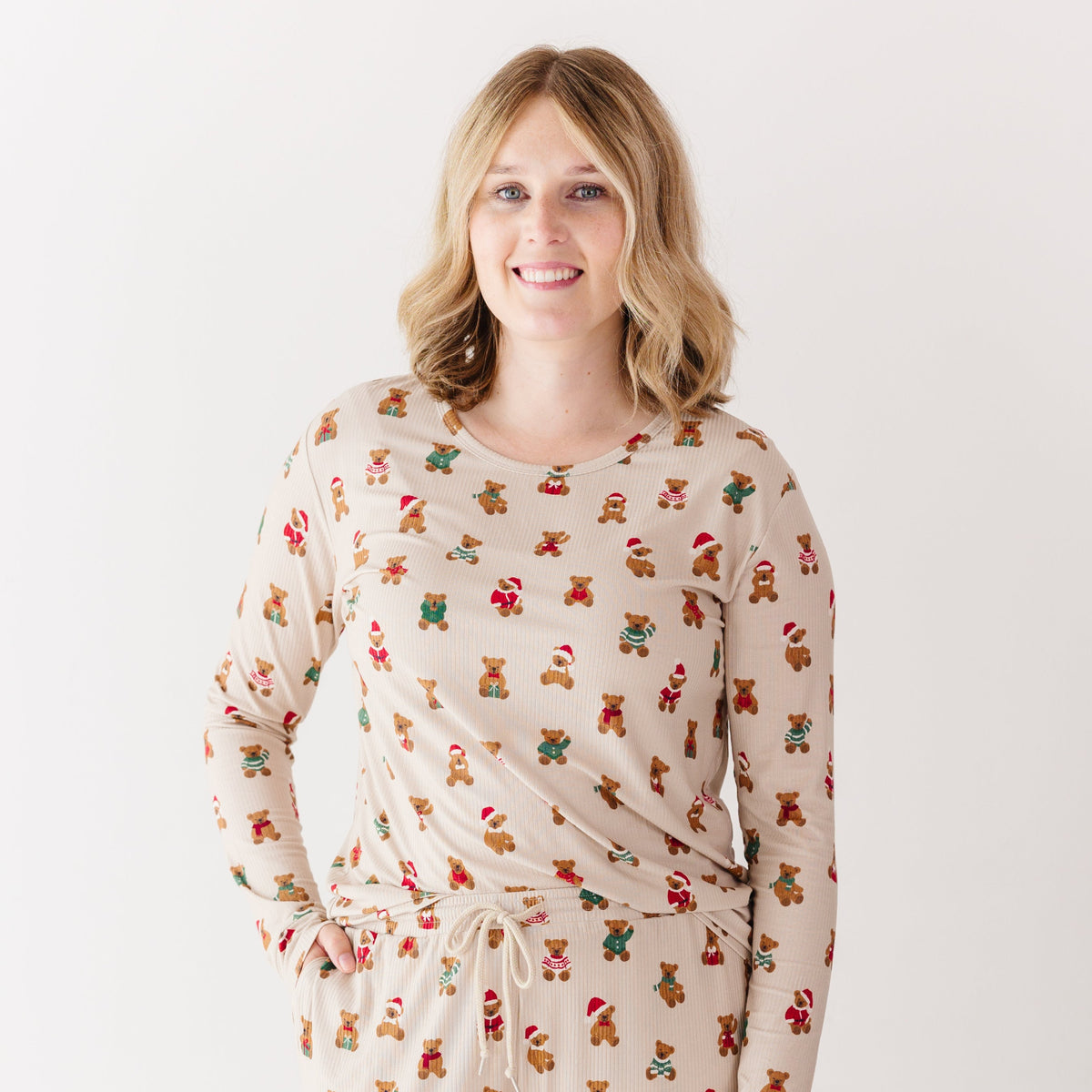 Teddy Bear Small Ribbed Women's Long Sleeve Top