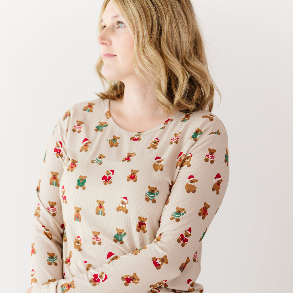 Teddy Bear Small Ribbed Women's Long Sleeve Top